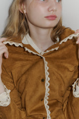 piping lace suede jacket