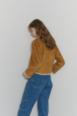 piping lace suede jacket