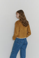 piping lace suede jacket