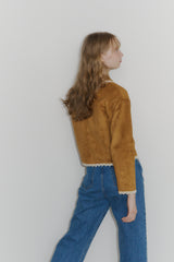 piping lace suede jacket