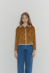 piping lace suede jacket