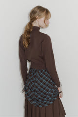 drawstring check pleats skirt