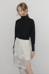 lace up ribbon turtle knit