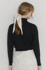 lace up ribbon turtle knit