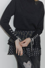 lace up ribbon turtle knit