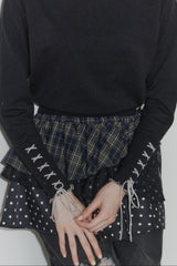 lace up ribbon turtle knit