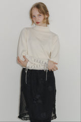 lace up ribbon turtle knit