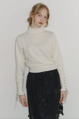 lace up ribbon turtle knit