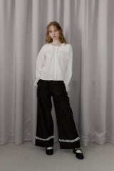 roll up lace wide pants