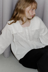 vintage square lace collar blouse