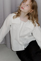 vintage square lace collar blouse