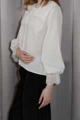 vintage square lace collar blouse