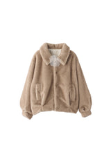 tulle brooch fur coat