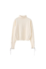 lace up ribbon turtle knit