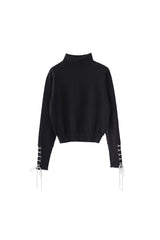 lace up ribbon turtle knit