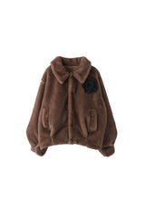 tulle brooch fur coat