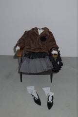 tulle brooch fur coat