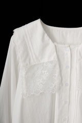 vintage square lace collar blouse