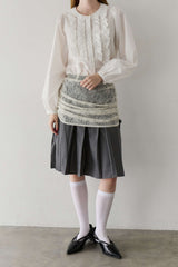 drawstring lace pleats skirt