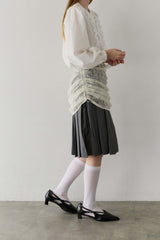 drawstring lace pleats skirt
