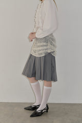 drawstring lace pleats skirt