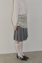 drawstring lace pleats skirt