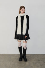 slim knit shaggy muffler