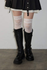 lace up buckle long boots