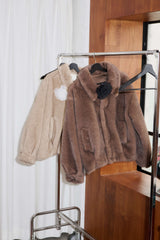 tulle brooch fur coat