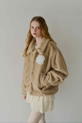 tulle brooch fur coat