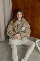 tulle brooch fur coat