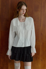 vintage square lace collar blouse
