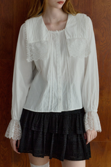 vintage square lace collar blouse