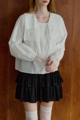 vintage square lace collar blouse