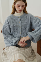 popcorn cable knit cardigan