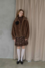 tulle brooch fur coat