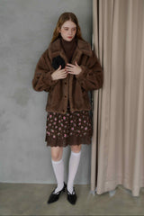 tulle brooch fur coat
