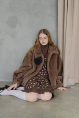 tulle brooch fur coat
