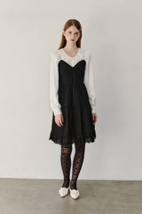 lace collar vintage satin blouse