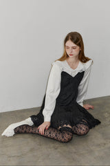 lace collar vintage satin blouse