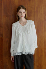 lace collar vintage satin blouse