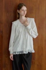 lace collar vintage satin blouse