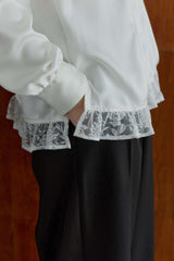 lace collar vintage satin blouse