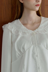 lace collar vintage satin blouse
