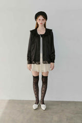 lace collar vintage satin blouse