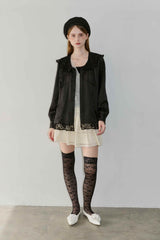 lace collar vintage satin blouse