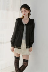 lace collar vintage satin blouse