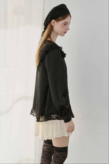 lace collar vintage satin blouse