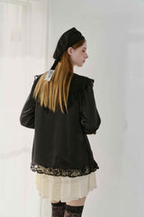 lace collar vintage satin blouse