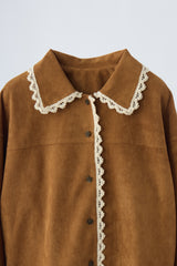 piping lace suede jacket